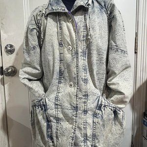 Vintage Retro Gitano Acid Washed Jean Denim Jacket Coat lined w/ zipper SZ men S